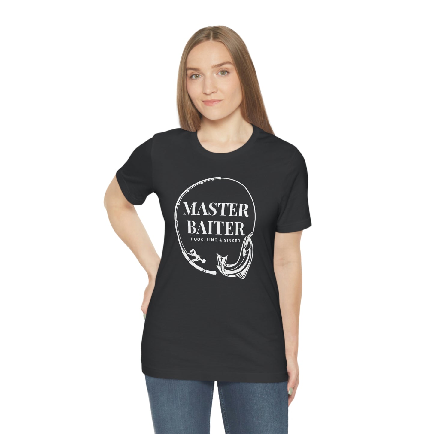 Master Baiter Fishing T-Shirt White | EDGY T-Shirt Company | Funny Fishing unisex Jersey Short Sleeve Tee