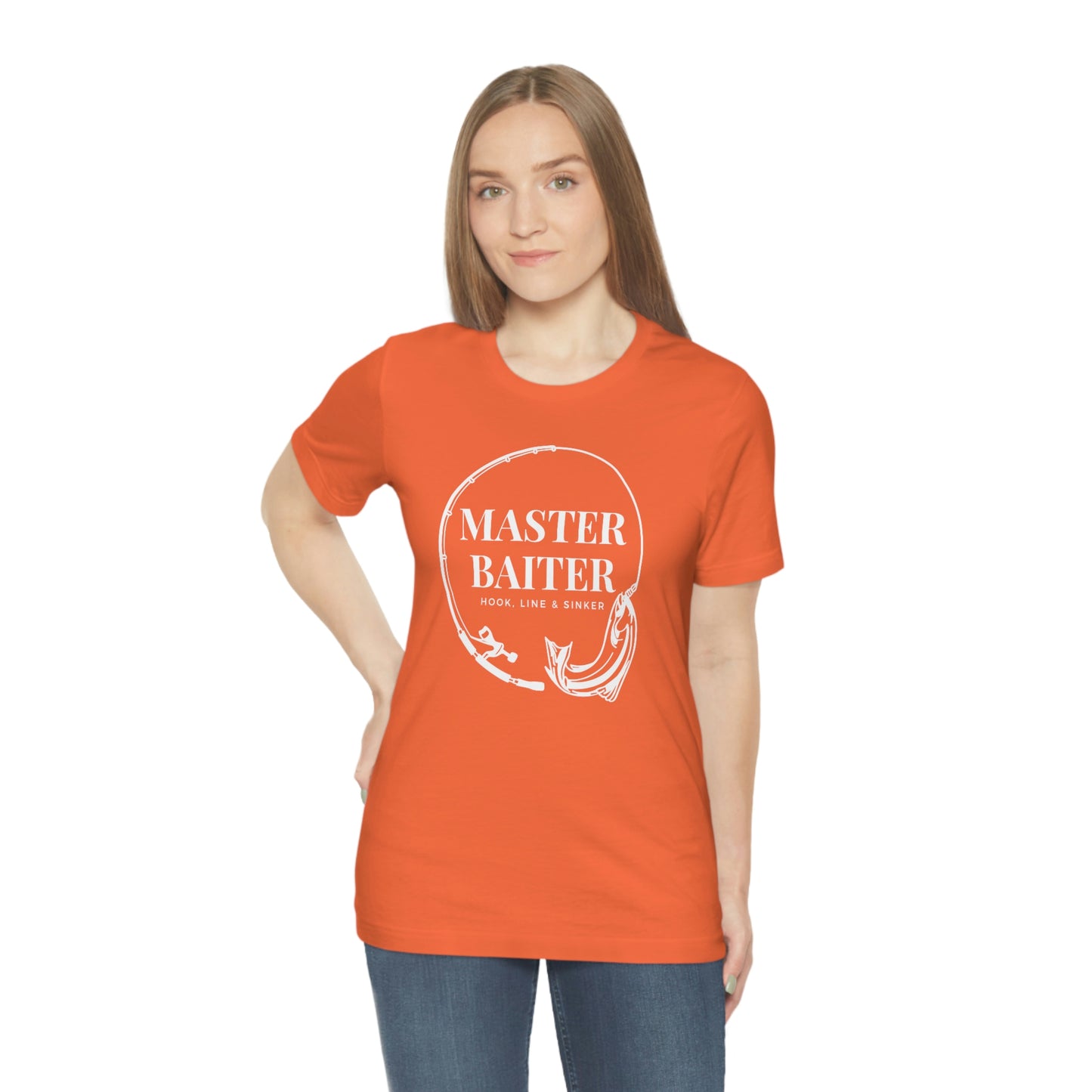 Master Baiter Fishing T-Shirt White | EDGY T-Shirt Company | Funny Fishing unisex Jersey Short Sleeve Tee