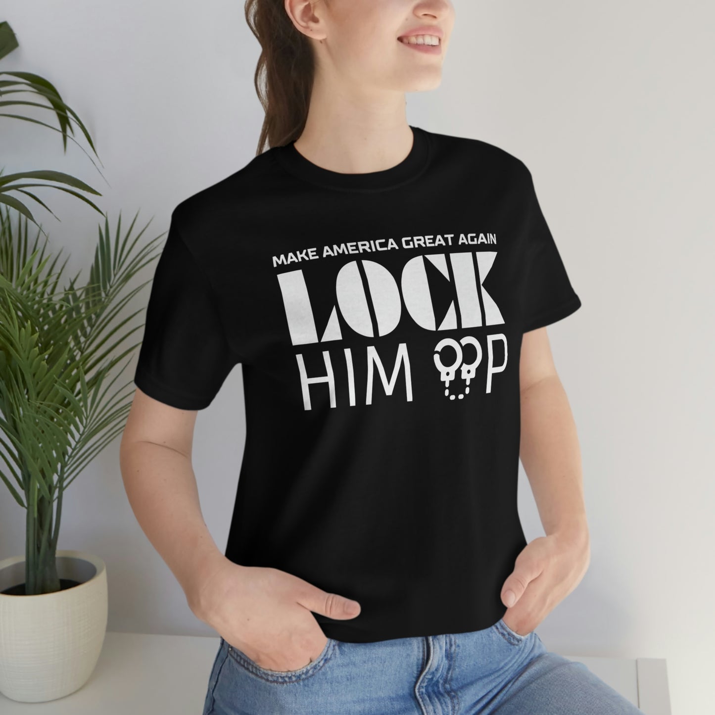 Make America Great Again Lock Him Up T-Shirt | EDGY T-Shirt Company | Funny Trump Republican Politics Unisex Jersey Short Sleeve Tee