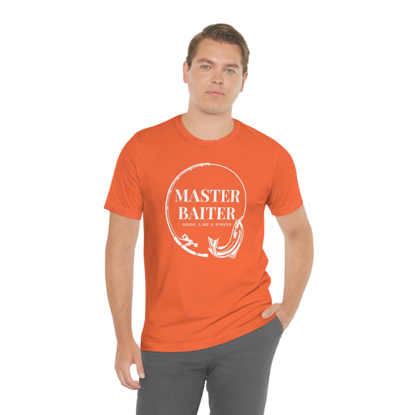 Master Baiter Fishing T-Shirt White | EDGY T-Shirt Company | Funny Fishing unisex Jersey Short Sleeve Tee